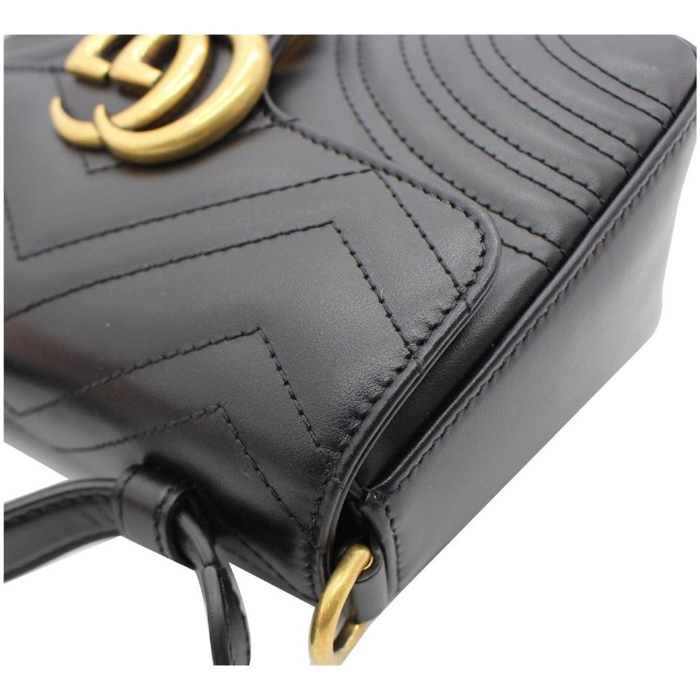 GUCCI  GG Marmont Mini Leather Top Handle Shoulder Bag Black 547260 - Picture 6 of 12
